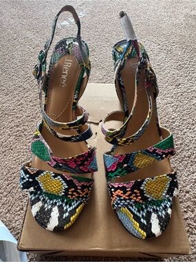 J.Renee Multicolor Snake-Print Strappy Heels